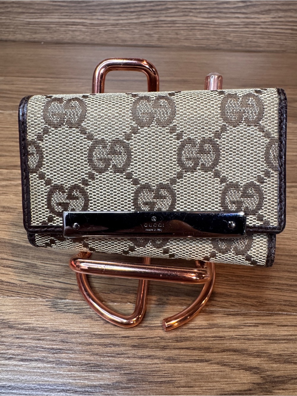 Gucci Brown and Beige GG Canvas Card Case